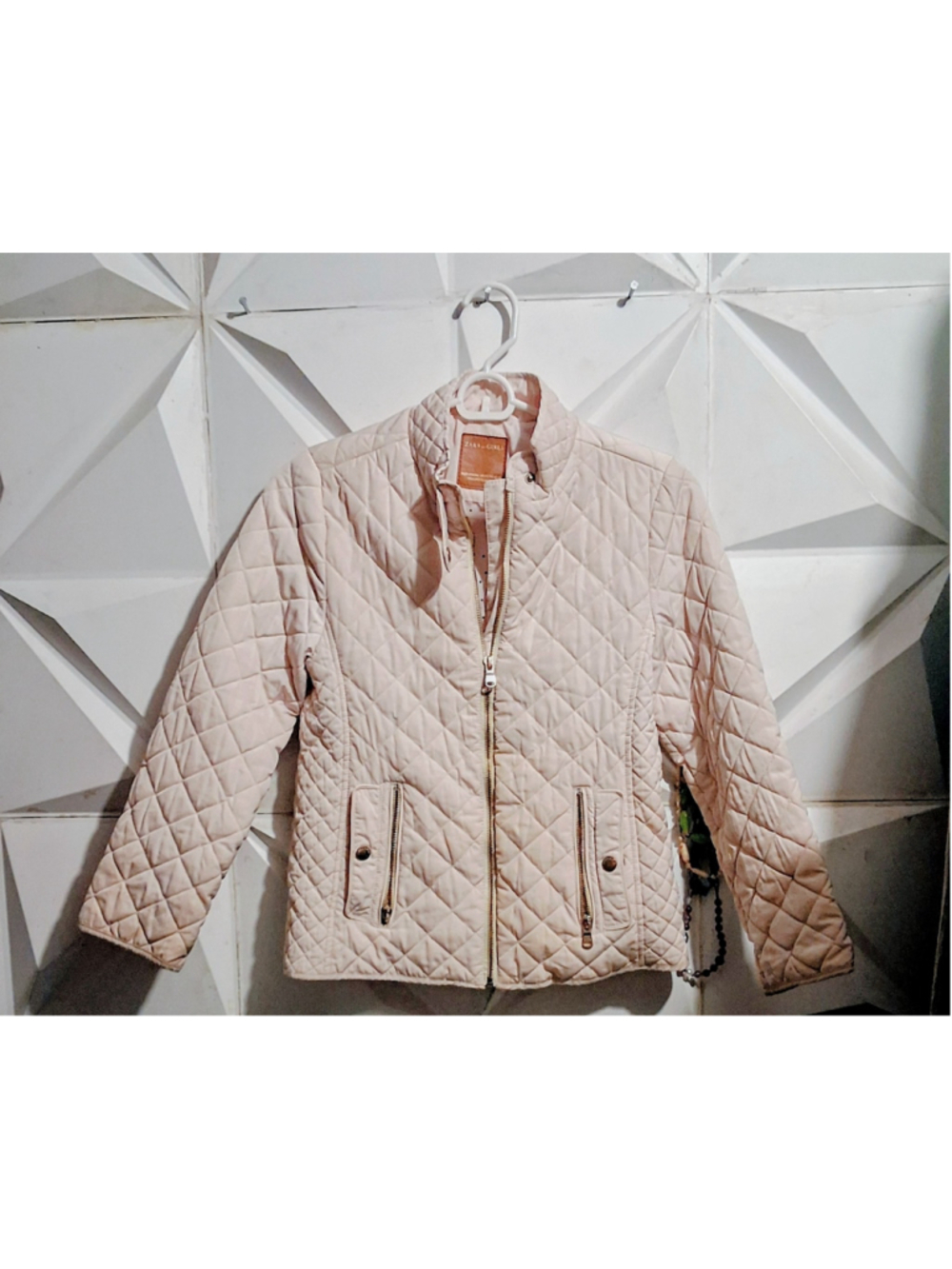 Zara Girls Light Pink Quilted Jacket Size 11/12